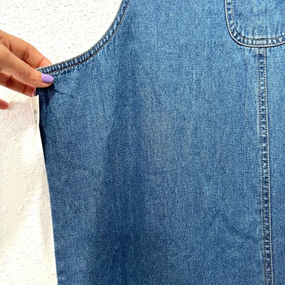 Denim sleeveless button down patch pockets Maxi Dress Large - Picture 7 of 10